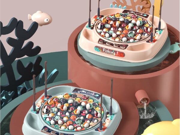 Play house simulation baby fishing toy children electric rotating music light function parent-child interaction