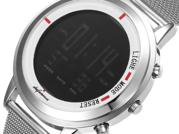 S1134 Men Watches Fashion LED Electronic Silver digital  Watch Tungsten Steel Clock Waterproof Outdoor Men Wristwatch